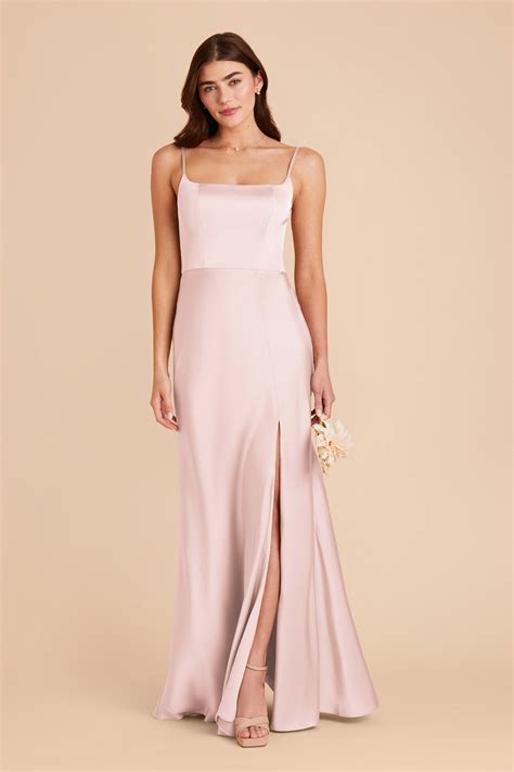 Mai Pale Blush Matte Satin Dress | Birdy Grey
