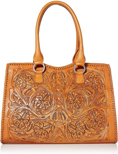 hand tooled leather purse tooled leather bag large shoulder etsy artofit