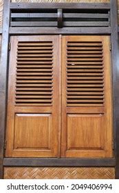 indonesian traditional wooden house door stock photo