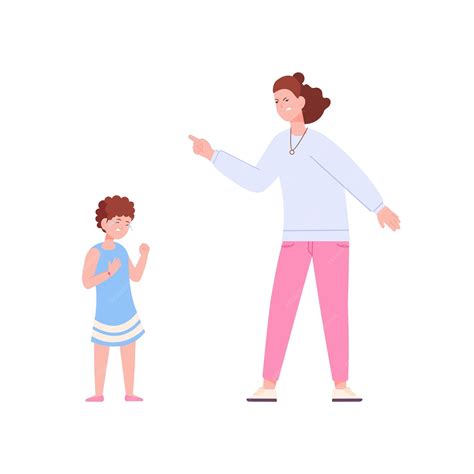 Premium Vector | Mother discipline kid Shouting mom punish cry guilty