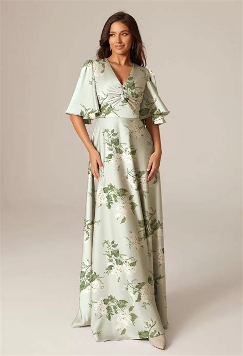 Sage Garden Party, Green Floral Floral Bridesmaid Dresses | AW.Bridal