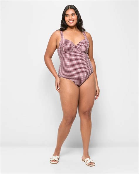 Underwire Balconette Seersucker One Piece Bathers - Shape Your Body