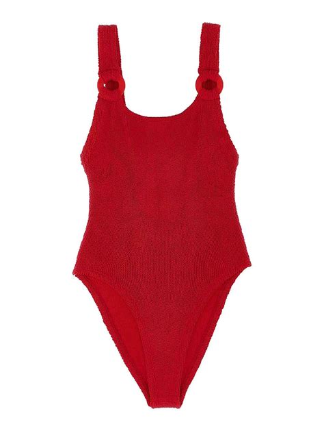 Hunza G Domino One-Piece Swimsuit - Red|DOMINOSWIMCOVEREDHOOPSRED