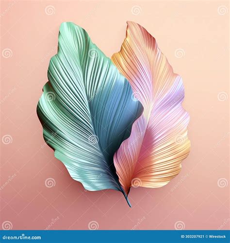 AI Generated Illustration of Pastel-colored Feathery Leaves Stock