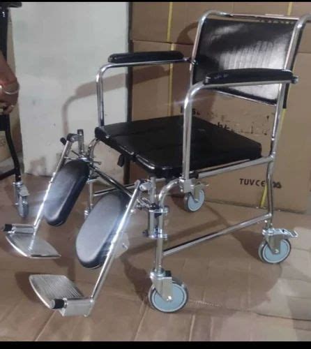 stainless steel rolling commode  elevated footrest  piece