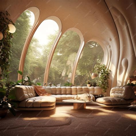 Premium Photo | Interior space midcentury minimal in sphere house