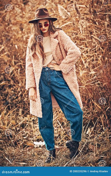 fashionable young woman stock photo image  outdoor