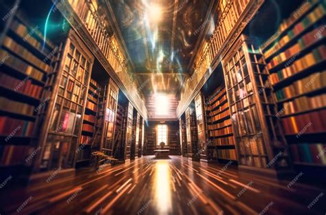 Premium AI Image | A library with books in it in the background