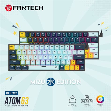 MK874 V2 ATOM 63 MIZU EDITION MECHANICAL KEYBOARD SKYBLUE - FANTECH