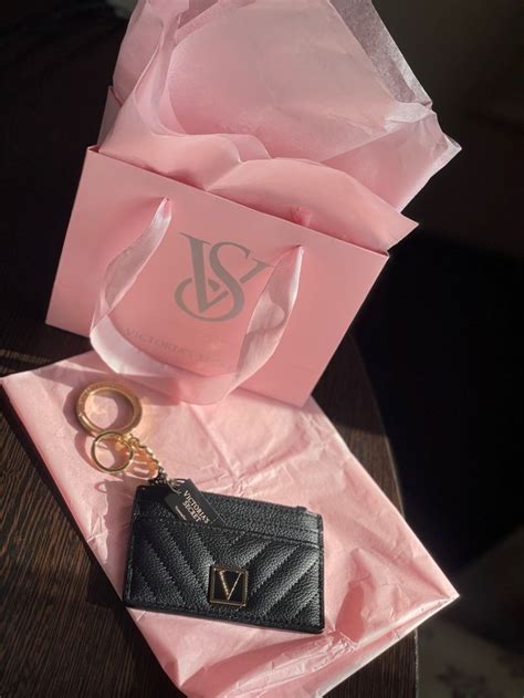 Victoria's Secret Small Black Purse and Pink Bag with Keychain