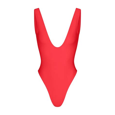 ICONIC SWIM PLUNGE ONE PIECE | CARMINE | SKIMS