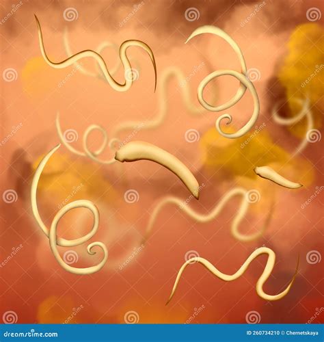 Illustration Of Helminths On Color Background. Parasites In Human Body ...
