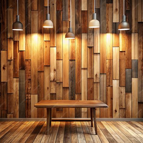 Wallpaper 3d panel wood lights 3d illustration | Premium AI-generated image
