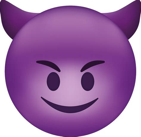 Evil devil emoji. Happy purple emoticon with devil horns 22932671 ...