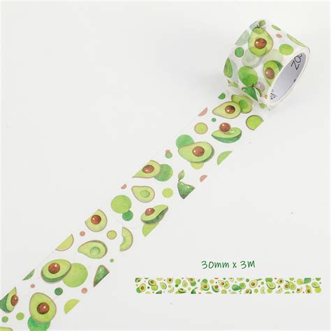 Avocado Design Washi Tape - 30 mm × 3 m | MoshiMoshi UK