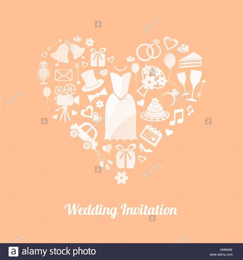 Symbols For Wedding Invitations Apricot Vector Invitation Card With ...