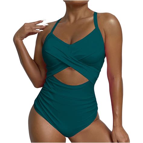 XMMSWDLA Underwire One-Piece Swimsuits for Women Ruched Tummy Control