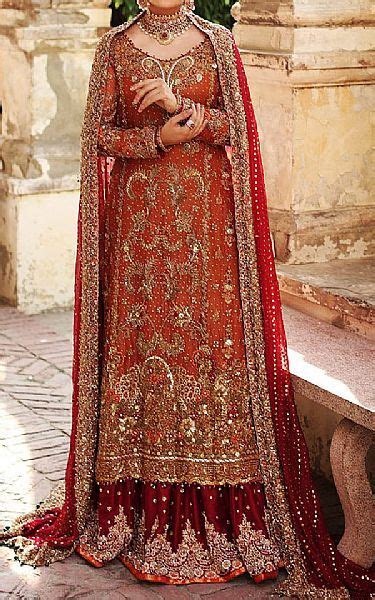 rust orange chiffon suit pakistani wedding dresses usa pakistani