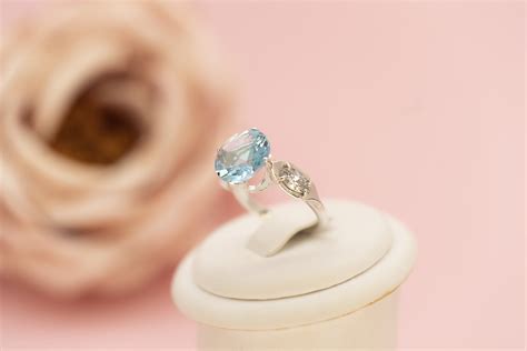 Серебряное кольцо с аквамарином и бриллианитами купить в Германии по ...