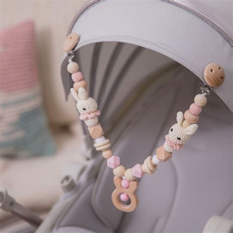 Rabbit-themed Wooden Teething Toy Cart Strap - Interactive Teething Aid ...