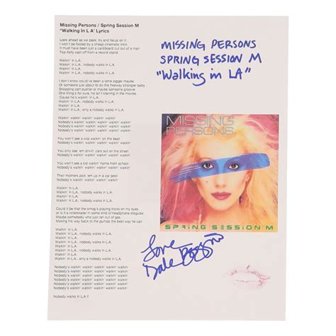 Dale Bozzio Signed "Walking in L.A." 8x11 Lyric Sheet Inscribed