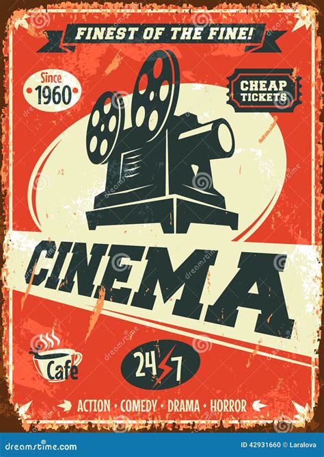 Grunge Retro Cinema Poster Stock Vector - Image: 42931660