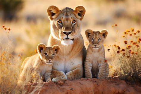 Premium Photo | Proud Lioness with Cubs