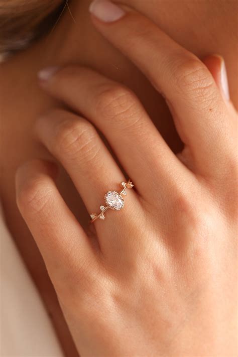 Oval Engagement Ring Diamond Ring Promise Ring for Her Wedding Ring