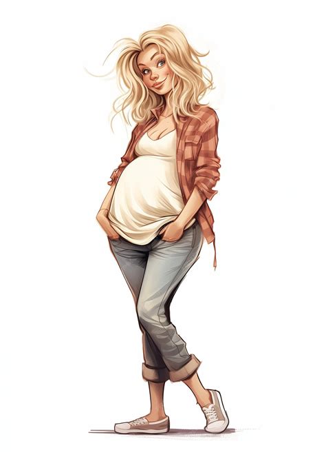 Premium AI Image | drawing pregnant woman jeans jacket assets blond