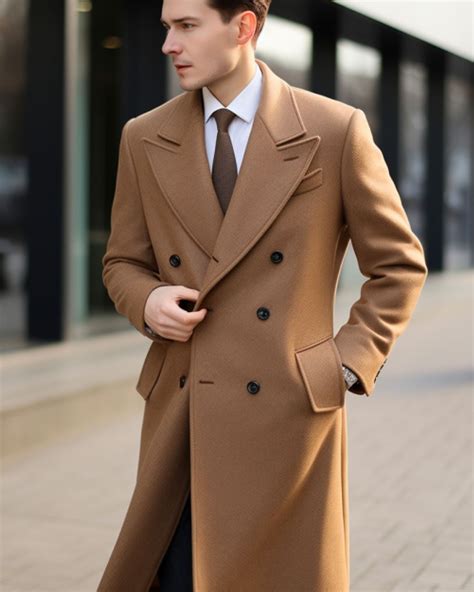 brown long double breasted overcoat hockerty