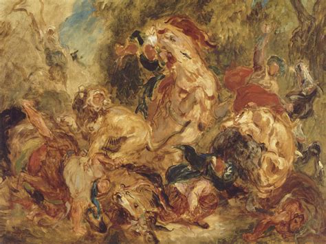 The Lion Hunt (Vintage Abstract Painting) - Eugène Delacroix | Telas e ...
