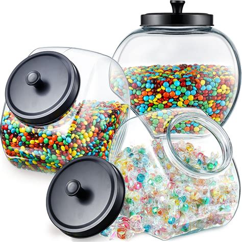 Amazon.com: Mumufy Set of 3 Glass Slanted Storage Jar Large Candy Jars
