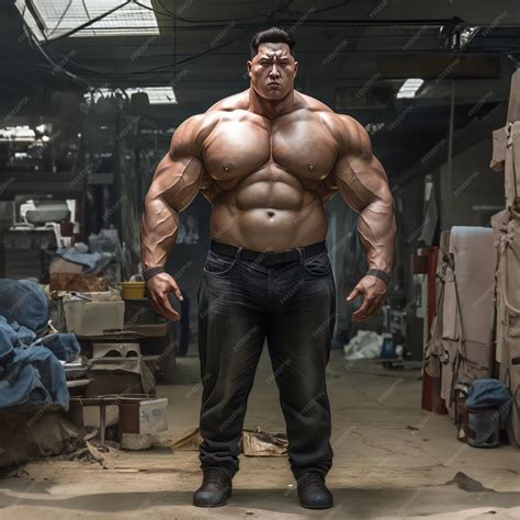 Premium Photo | Asian male with bodybuilder muscles