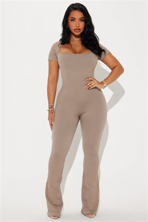 Sarah Waist Cinch Seamless Jumpsuit - Mocha | Fashion Nova