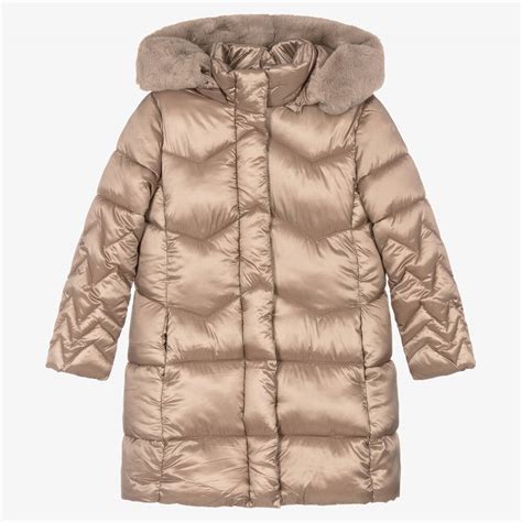 Mayoral - Girls Beige Long Puffer Coat | Childrensalon