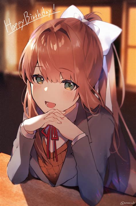 monika (doki doki literature club) drawn by azna | Danbooru