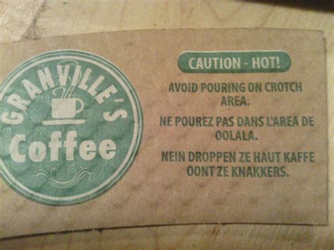Coffee cup's French and German warnings : funny