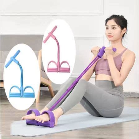 yoga training resistance band sit ups fitness workout foot pedal tummy