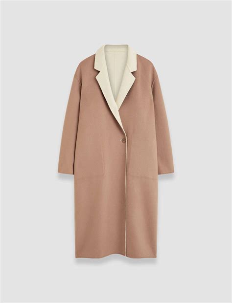 JOSEPH Edmond Reversible Double Face Cashmere Coat in Ivory/Blusher