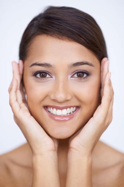 premium photo portrait cosmetics  woman  skincare smile