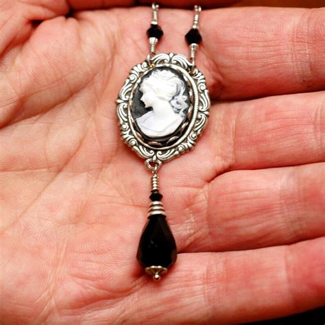 Victorian Cameo Necklace Classic White on Black Cameo - Etsy