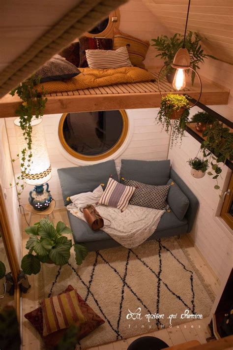 Cottage Feel Tiny House Boasts a Creative Staircase That Leads up to ...
