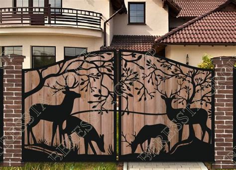Заказать ворота с уникальным рисунком из металла, дерева и гофралиста ...