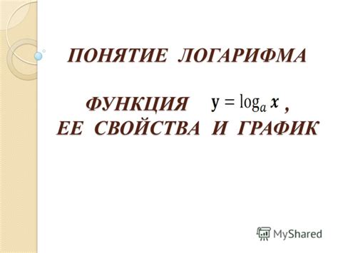 Презентация на тему: "ПОНЯТИЕ ЛОГАРИФМА ФУНКЦИЯ, ЕЕ СВОЙСТВА И ГРАФИК ...