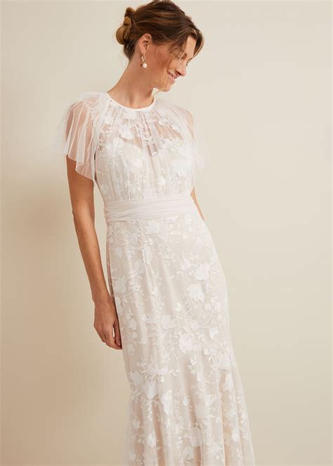 Delilah Mesh Embroidered Maxi Wedding Dress
