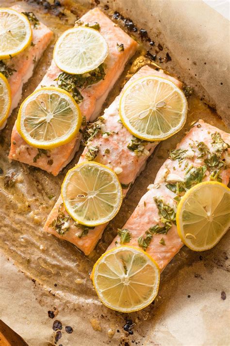 baked lemon herb salmon  minute meal nourish  fete