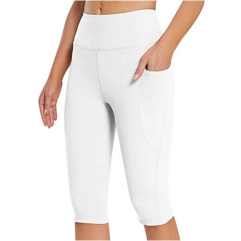 Women's Summer Capri Leggings High Waisted Yoga Workout Exercise ...