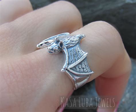 Silver Bat Ring Silver Sing Bold Ring Halloween Gothic | Etsy