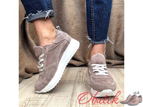 Obutik - Замшевые кроссовки женские натуральные бежевые AV0108 ...