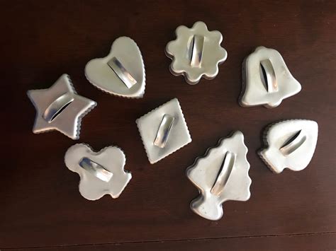 vintage holiday cookie cutters tin cookie cutter set collectible cookie cutters  handles